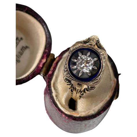 Georgian Blue Enamel And Diamond Ring For Sale At 1stdibs Enamel Gemstone Georgian Enamel