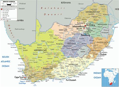 It ranks third among the most populous urban areas in south africa, after johannesburg and durban, and has roughly the same population as the durban metropolitan area. Map of South Africa - TravelsMaps.Com