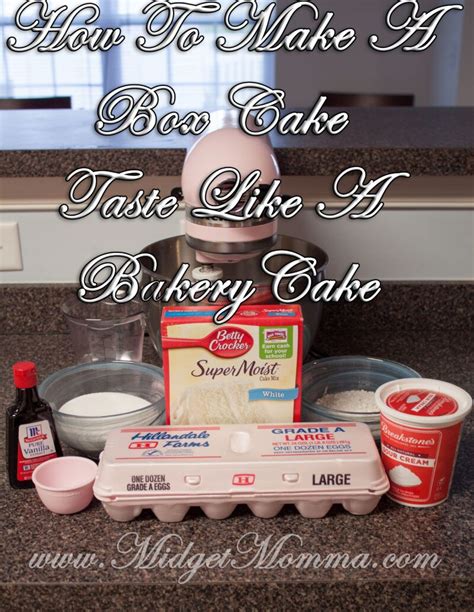 step by step directions on how to make boxed cake mix taste like bakery