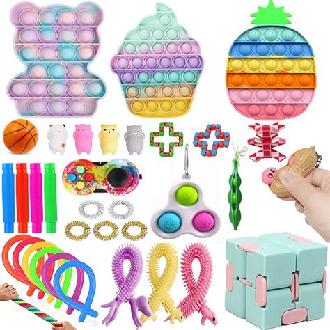 Loalirando Sensory Fidget Toys Set Push Pop Bubble Toy Squeeze Press Type Decompression Toys Kit