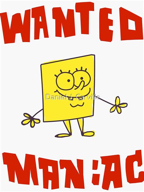 Spongebob Squarepants Classic Wanted Maniac Sticker By Tatsuhiro