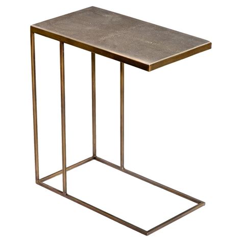 Hinge Industrial Loft Faux Shagreen Brass Side Table Kathy Kuo Home