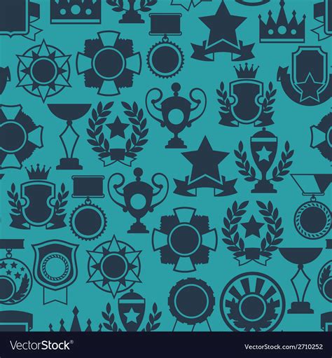 Seamless Pattern With Trophy And Awards In Flat Vector Image