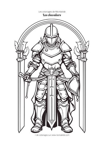 Coloriage Chevalier Noir Et Blanc Dessin Colorier Imprimer En Pdf