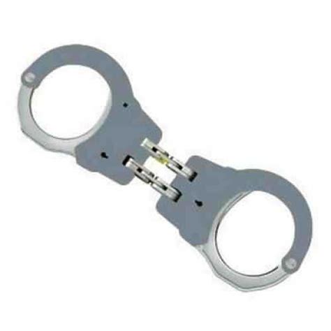 Hinged handcuffs incorporate smooth ratcheting, superb tamper resistance and the added strength of a hinge connecting the handcuffs. ASP Hinge Handcuffs Hinge Handcuffs (Gray) 56117 - 60301
