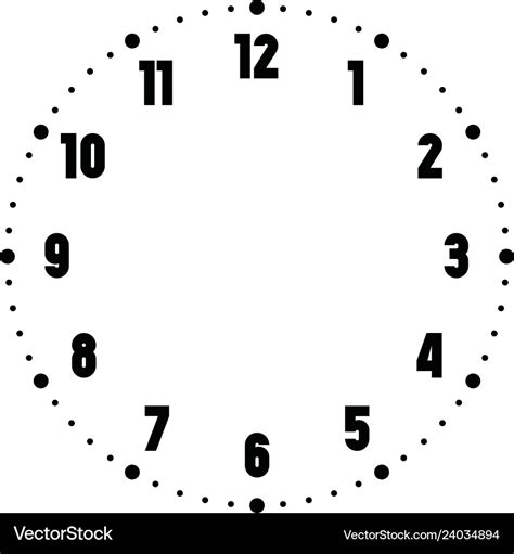 Clock Face Hour Dial With Numbers Dots Mark Vector Image