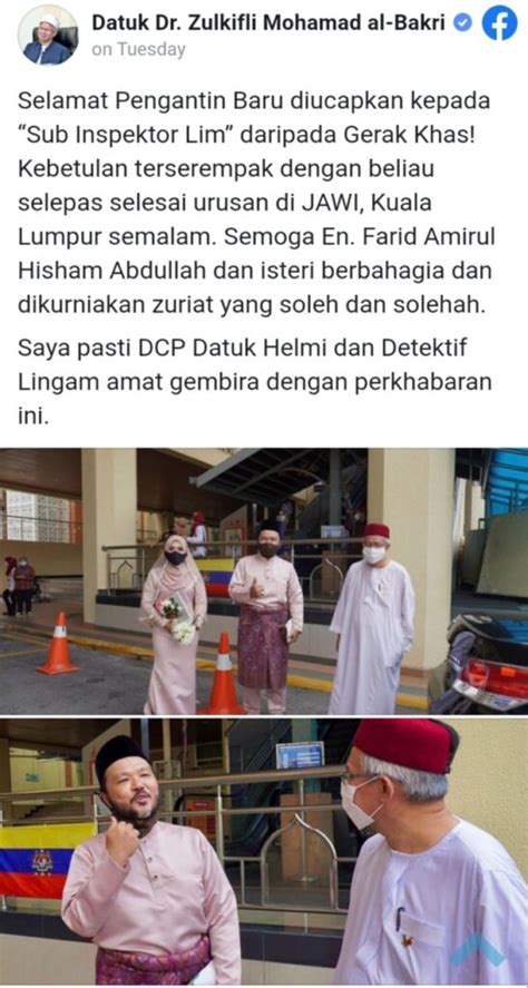 Difahamkan, 'detektif lim' menamatkan zaman bujang pada umur 55 tahun. 'Detektif Lim' Gerak Khas Selamat Bernikah, Menteri Agama ...