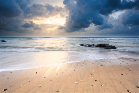 Nature Landscape Beach Sand Stones Sea Sky Hd Wallpaper