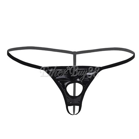 mens shiny leather micro g string mini bikini briefs underwear sexy t back thong ebay