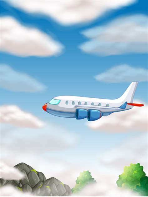 Airplane Flying In The Sky 446726 Vector Art At Vecteezy