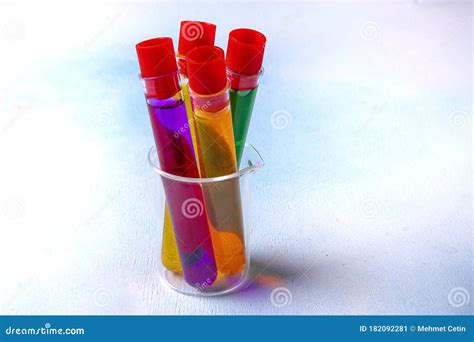 Test Tubes Filled With Colored Liquids Chemical Science Laboratory