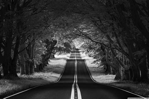 Follow the vibe and change your wallpaper every day! Road Landscape, Aesthetic, Black and White Ultra HD ...