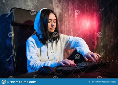 Portrait Of The Beautiful Professional Gamer Girl Playing In Online Video Game Casual Cute Geek