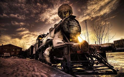 1920x1200 Photo Hdr Locomotive Steam Sunset Coolwallpapersme