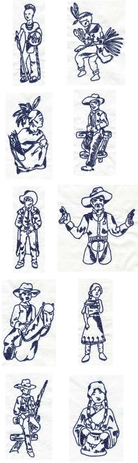 Machine Embroidery Designs Cowboys And Indians Set