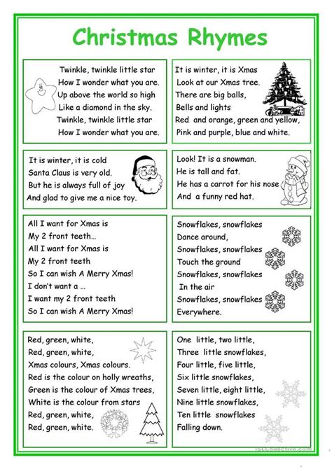 Christmas Rhymes Christmas Worksheets Christmas Lesson Kids Poems