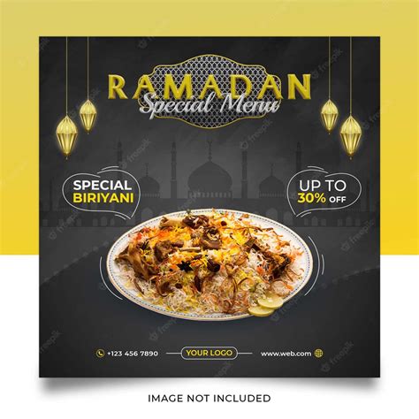Premium Psd Ramadan Special Menu Biriyani Social Media Post Template