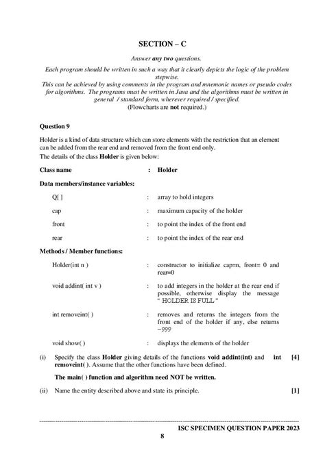 ISC Class 12 Computer Science Specimen Paper 2024 PDF OneEdu24