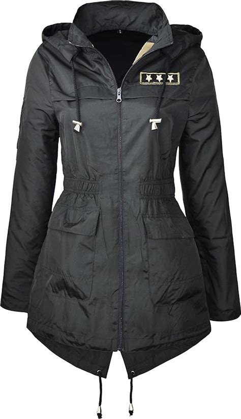 new womens ladies plus size parka military quilted hooded winter coat size 18 24 10 black
