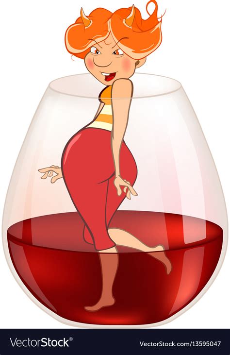 Cute Sexy Girl And Wine Cartoon Royalty Free Vector Image