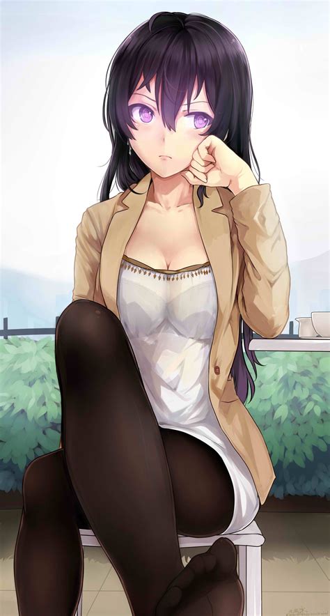 Hintergrundbilder Lange Haare Anime M Dchen Str Mpfe Karikatur Schwarzes Haar Mund