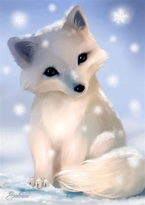 Chibi Baby Arctic Fox Cute Animal Drawings Cute Little Animals Cute