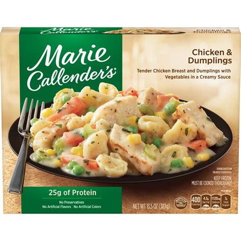 Marie callender's has a great selection of pies, i could dive right into the chocolate silk pie and the caramel apple pie would really finish up a christmas dinner nicely. Marie Callenders Frozen Dinner Chicken & Dumplings 13.5 ...
