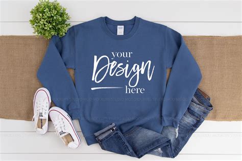 Download Gildan 18000 Mockup | Sweatshirt Mockup INDIGO BLUE ...