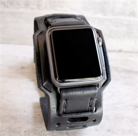 Mens Apple Watch Cuff Black Apple Watch Band 42mm Apple Etsy
