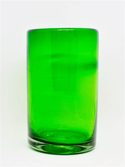 Mexican Glassware Solid Emerald Green Drinking Glasses Set Of 6