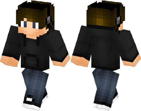 Cool Boy Skin With Headphones Black Hoodie And Cool Shoes Minecraft Skin Minecraft Hub
