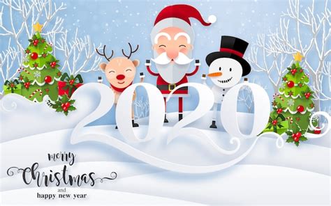 Premium Vector Merry Christmas Greetings And Happy New Year 2020