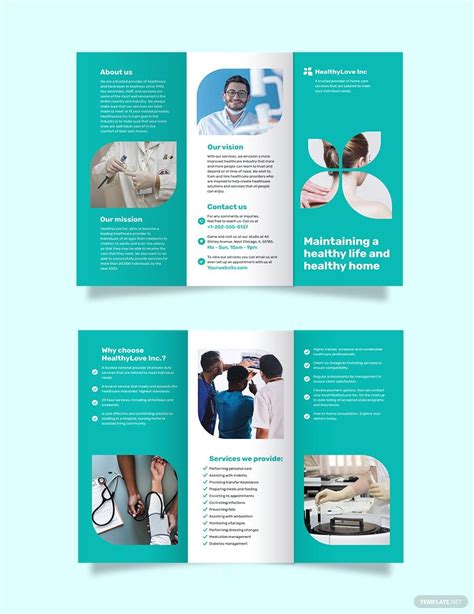 Home Healthcare Tri Fold Brochure Template In Indesign Word Publisher