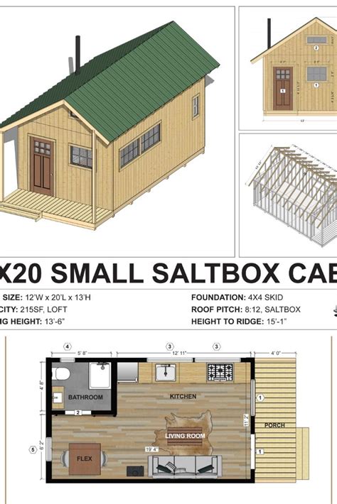 Small Cabin Loft DIY Build Plans 12 X 20 Tiny House Blueprint PDF
