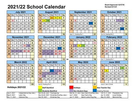 School Year Calendar Template