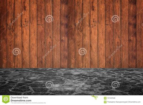 Wooden Wall And Concrete Floor In Perspective View Grunge Background