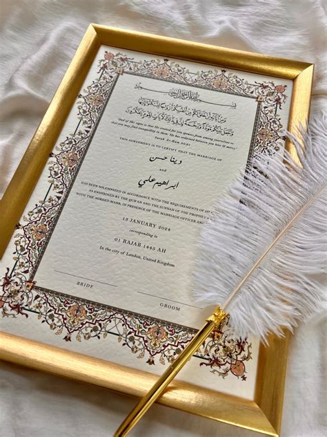 A Luxury Nikkah Certificate Premium Islamic Wedding Contract Nikah Nama Muslim Marriage