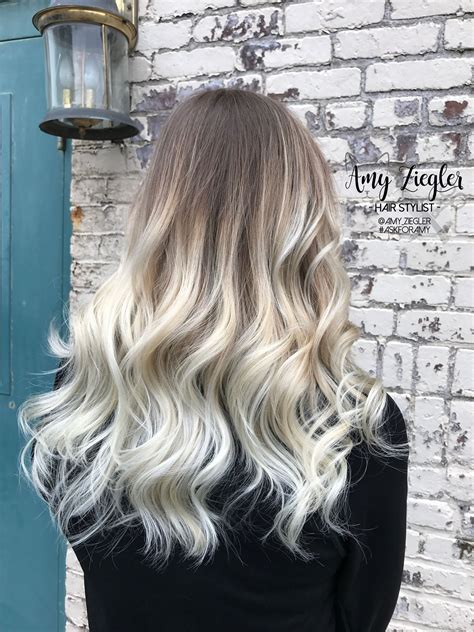 Platinum Blonde Balayage Ombre With Natural Root By Askforamy In