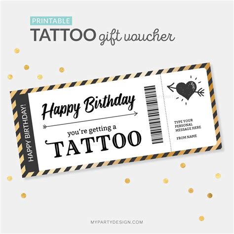 This Tattoo Gift Voucher Template Is The Perfect DIY Gift For A Birthday Surprise It S A