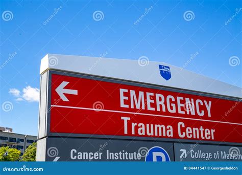 Red Emergency Trauma Center Sign Editorial Photography Image Of