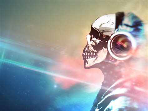 Skull Listening To Music Wallpapers And Images Wallpapers Pictures Photos