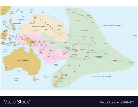 Map Oceania Royalty Free Vector Image Vectorstock