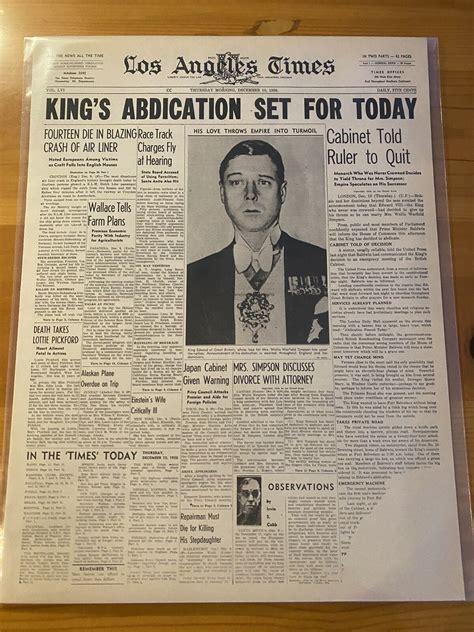 Vintage Newspaper Headline ~king Edward Viii Abdication Of The Royal