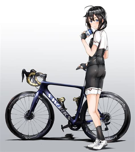 Safebooru Girl Adapted Costume Ahoge Bicycle Bike Shorts Black