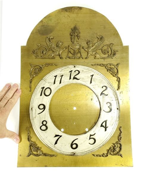 Antique Brass Clock Face With Cast Brass Neo Classical Ornaments