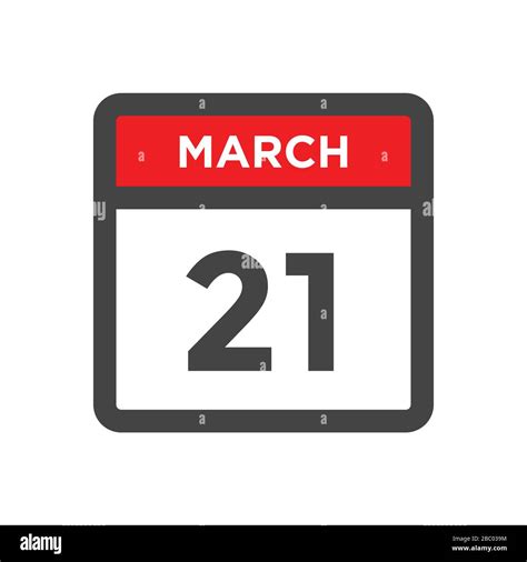 March 21 Calendar Icon Day Of Month Stock Vector Image And Art Alamy
