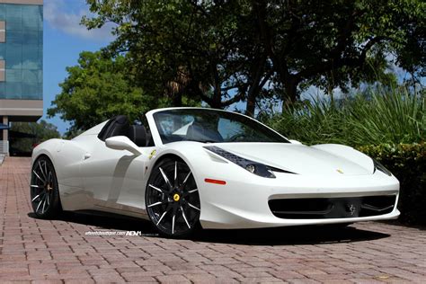 white ferrari 458 spider on stunning adv 1 wheels gtspirit