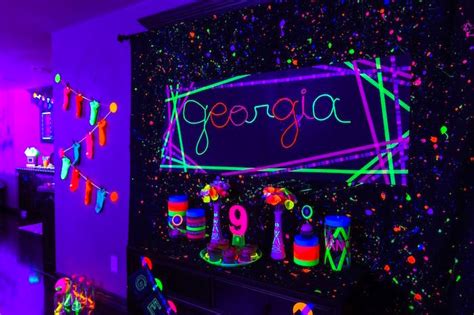 Unfortunately we have found that most party streamers are not made of a suitable color or material to glow well underneath black lights. Kara's Party Ideas Glow Dance Birthday Party | Kara's ...