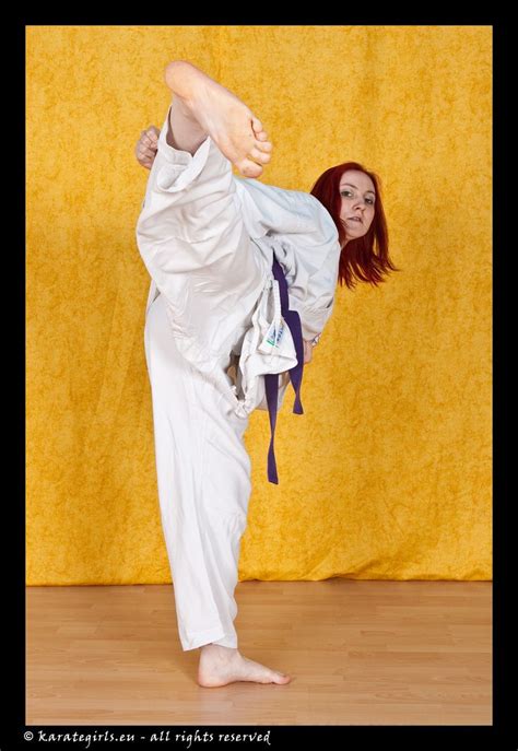Barefoot Gi Karate Martial Arts Posing Pov Shion Women Kicks Martial Arts Girl Karate