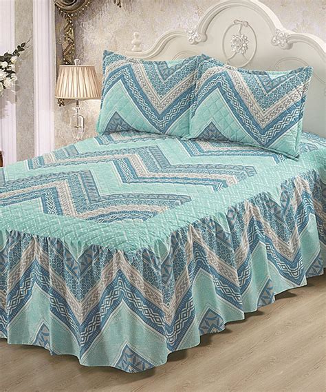 It also adds to the comfort and softness of the bed if you choose the right one for your bedroom at home! Aqua Hailey Bed Skirt Set | Bedspread set, Bed spreads ...